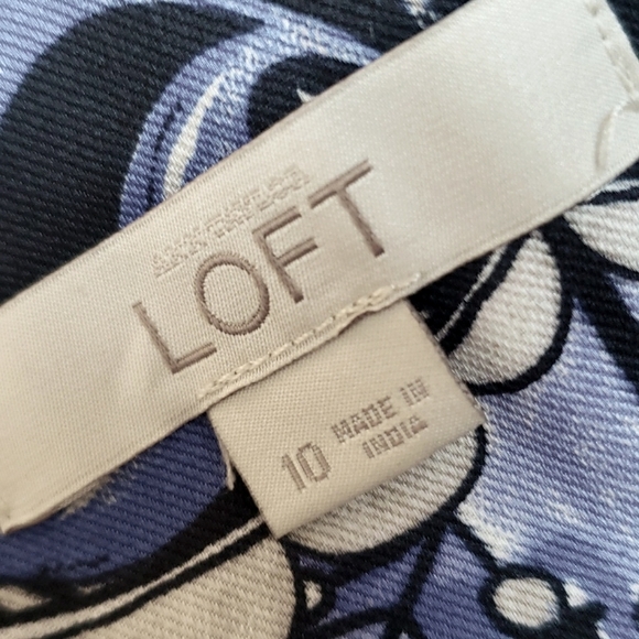 LOFT Womens Floral Blue Yellow Gray Black Pleated Silky Midi Skirt, Size 10 - Picture 13 of 16